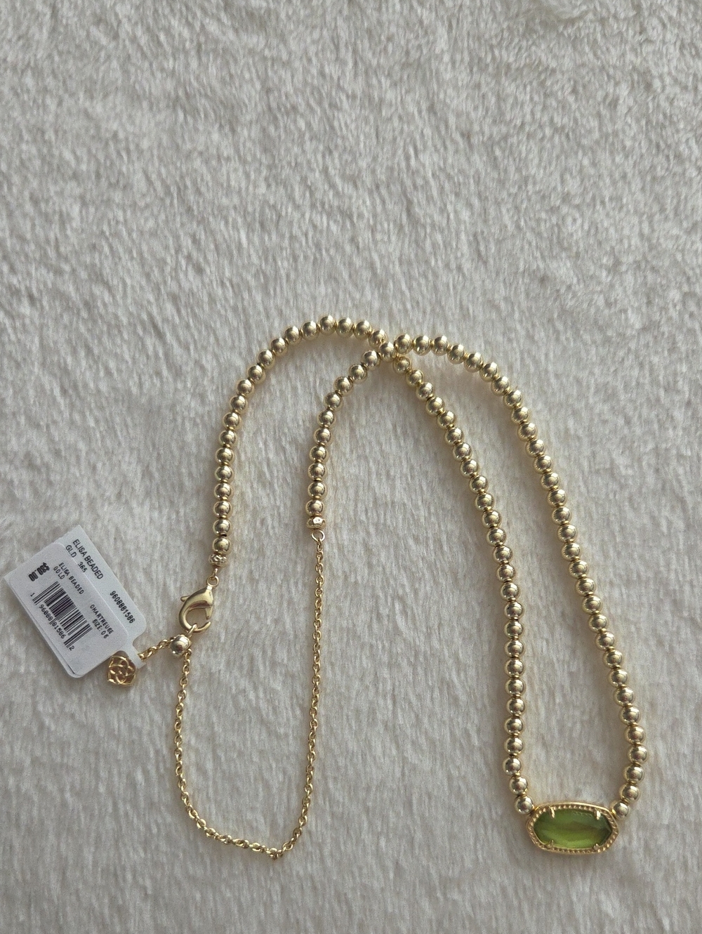 NWT Kendra Scott Elisa Beaded Necklace in gold chartreuse green mother of Pearl - Picture 10 of 10